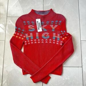 BDG Red Sweater with Multicolor Design